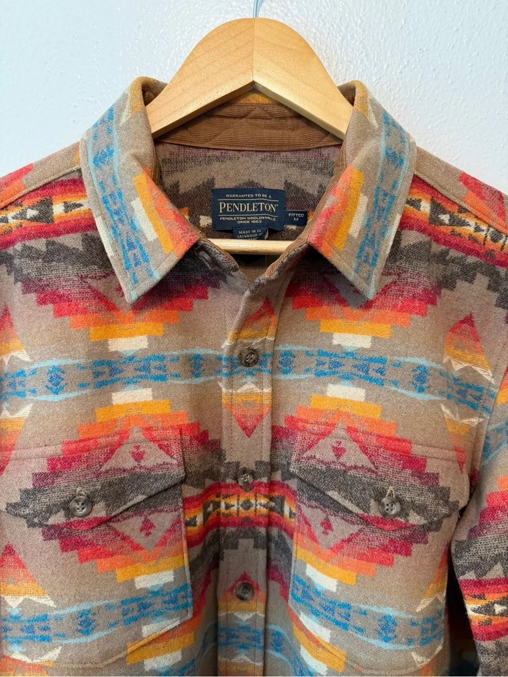 Pendleton Sierra Ridge Fitted Wool Shirt Men's Navajo southwestern M new w/tag - Picture 1 of 6